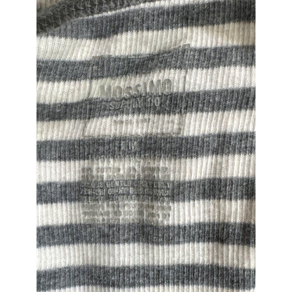 Y2K Long Line Fit Striped Tank Top Henley Light Gray Tee Shirt Medium Bella Swan - Picture 5 of 7